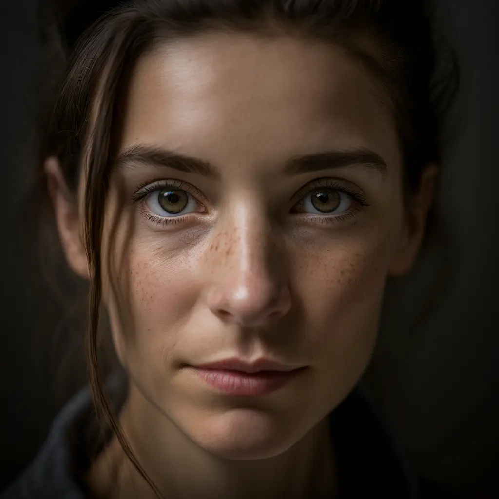 close up portrait of a generic female, Exquisite detail, 30-megapixel, 4k, 85-mm-lens, sharp-focus, f:8, ISO 100, shutter-speed 1:125, diffuse-back-lighting, award-winning photograph, small-catchlight, High-sharpness, facial-symmetry